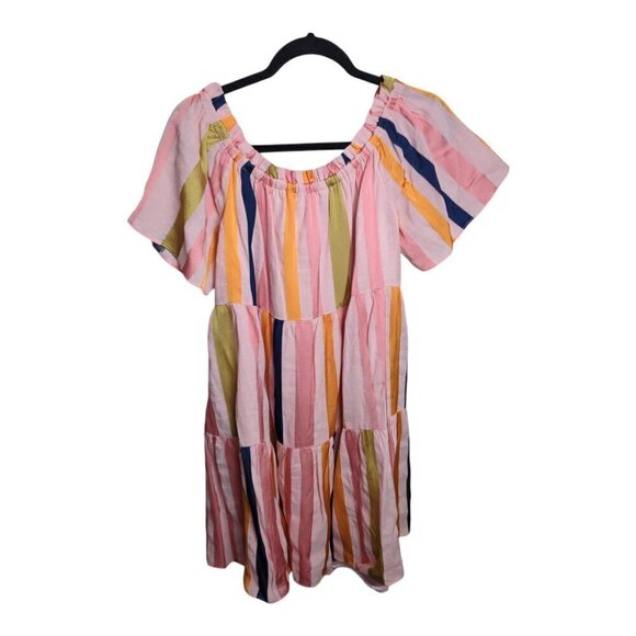 Trina Turk Off shoulder designer dress NWT Size 6 Orange Pink Color - Picture 4 of 12